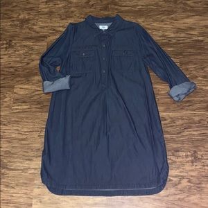 Denim Chambray Utility Shirt Dress